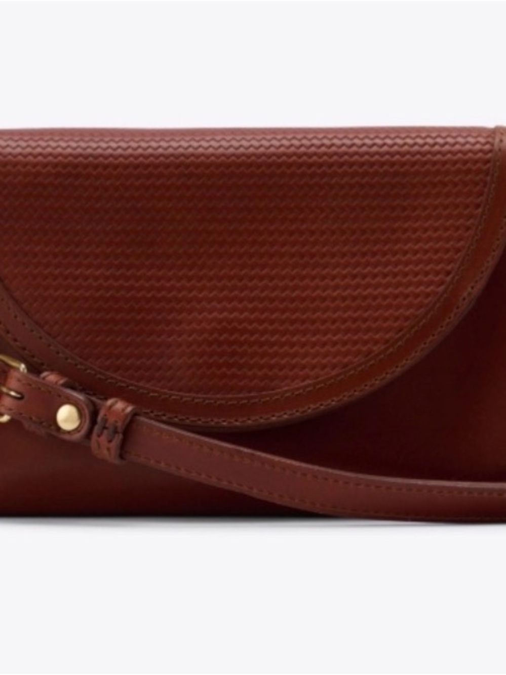 Nisolo Cleo Convertible Clutch in Woven Brandy Leather - Picture 3 of 8